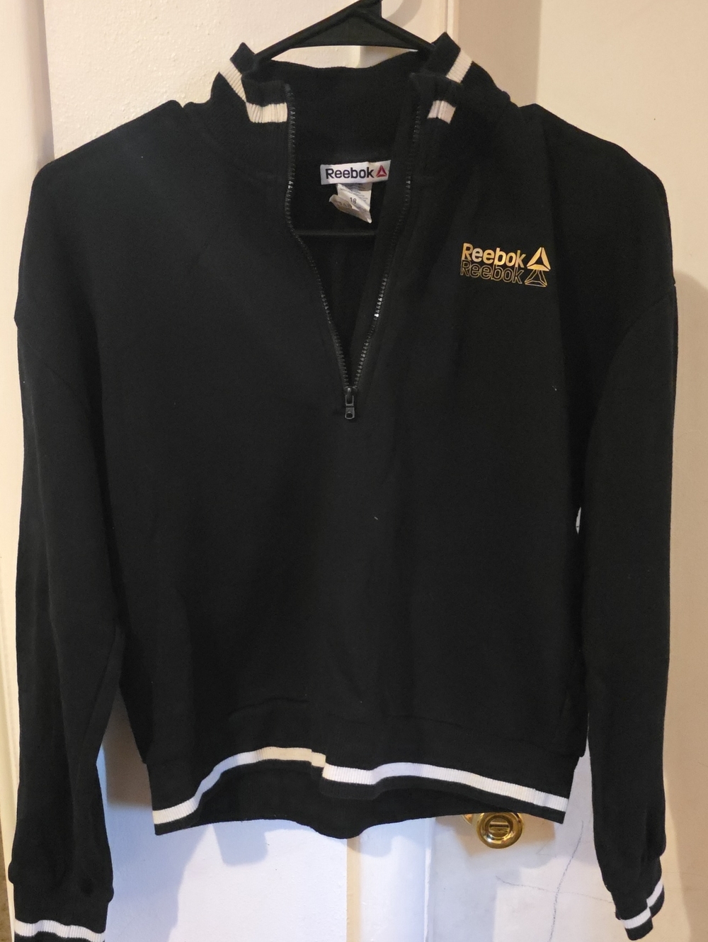 Reebok Black Half-Zip Sweater with Gold Logo